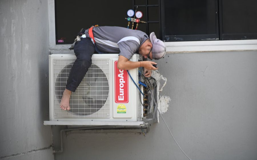 Technician installing a ductless mini-split